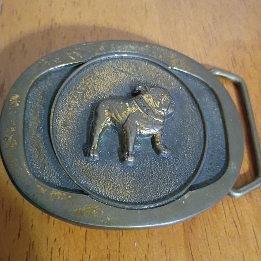 Vintage Brass Bulldog Mack Truck Logo 1970s Belt Buckle
